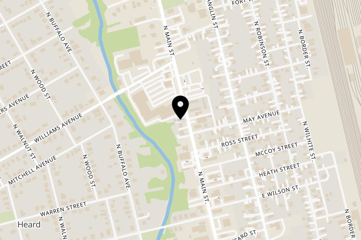 Map showing the location of Montes Burritos Cleburne on 709 N Main St in Cleburne