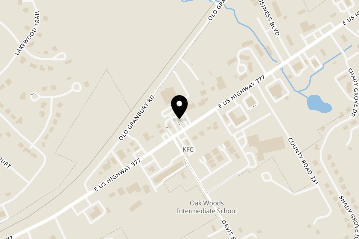 Map showing the location of Montes Burritos Granbury on 2202 East US Hwy 377 in Granbury